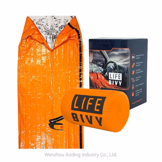 Аварийный спальный мешок, изоляционное одеяло, 26 микрон оранжевого полиэтилена, алюминиевая фольга, одиночный спальный мешок для выживания в кемпинге