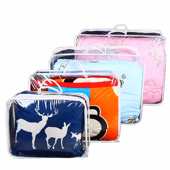 Высококачественная индивидуальная прозрачная виниловая сумка из ПВХ с проволокой с мягким краем и подогревом, с застежкой-молнией, полиэтиленовые пакеты для постельного белья, домашнего текстиля, покрывала, одеяла, одеяла, подушки